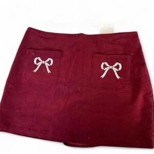 Altar'd State Burgundy Mini Skirt with Bow Details